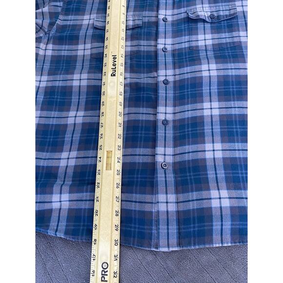 Patagonia Men's XL Blue Plaid Common Threads Organic Cotton Long Sleeve Pckts - Picture 9 of 10